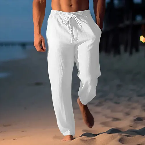 Pantalon Linéaire Blanc Homme Élastiqué - LuxeStyle
