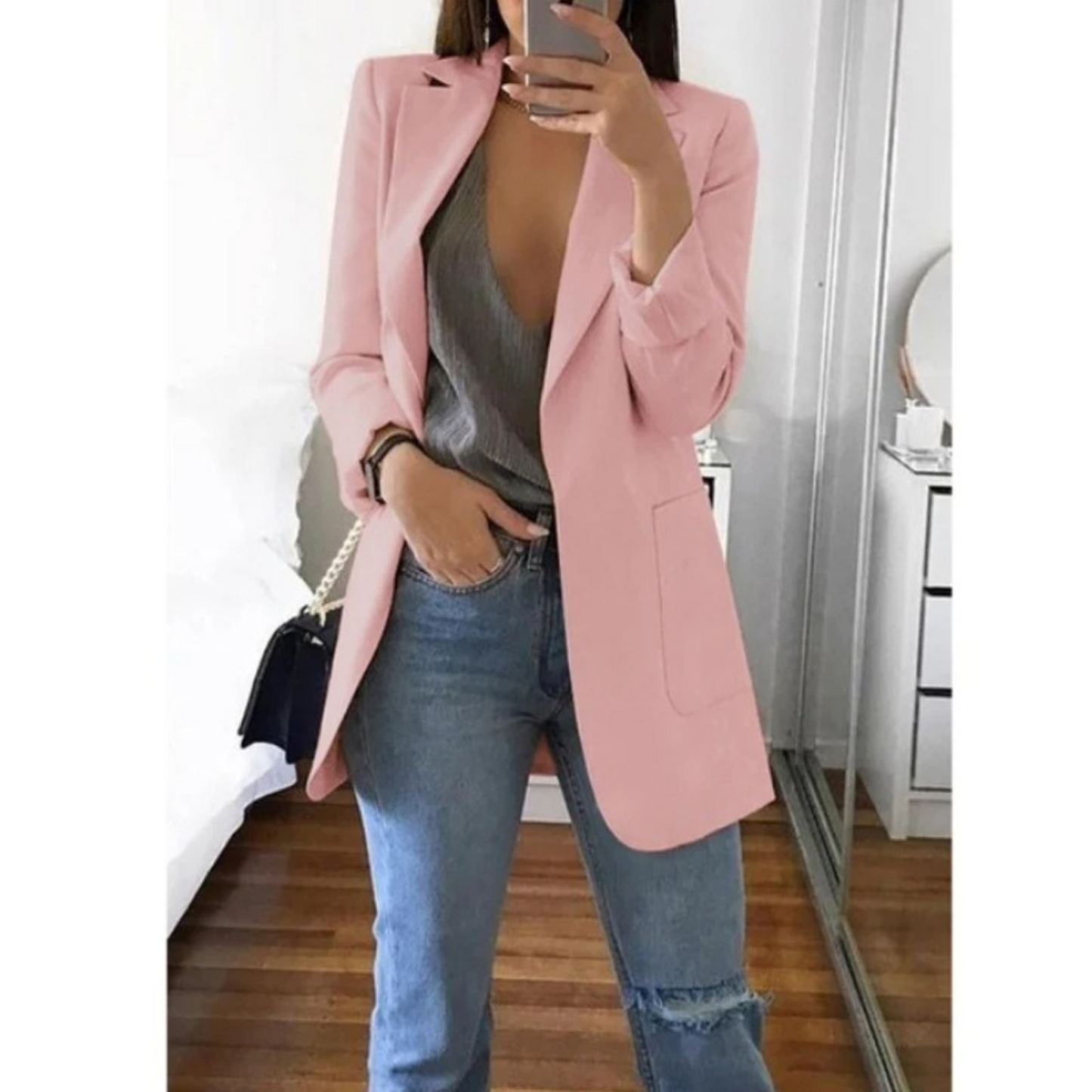 Veste Femme Bleu Ciel Décontractée à Manches Longues