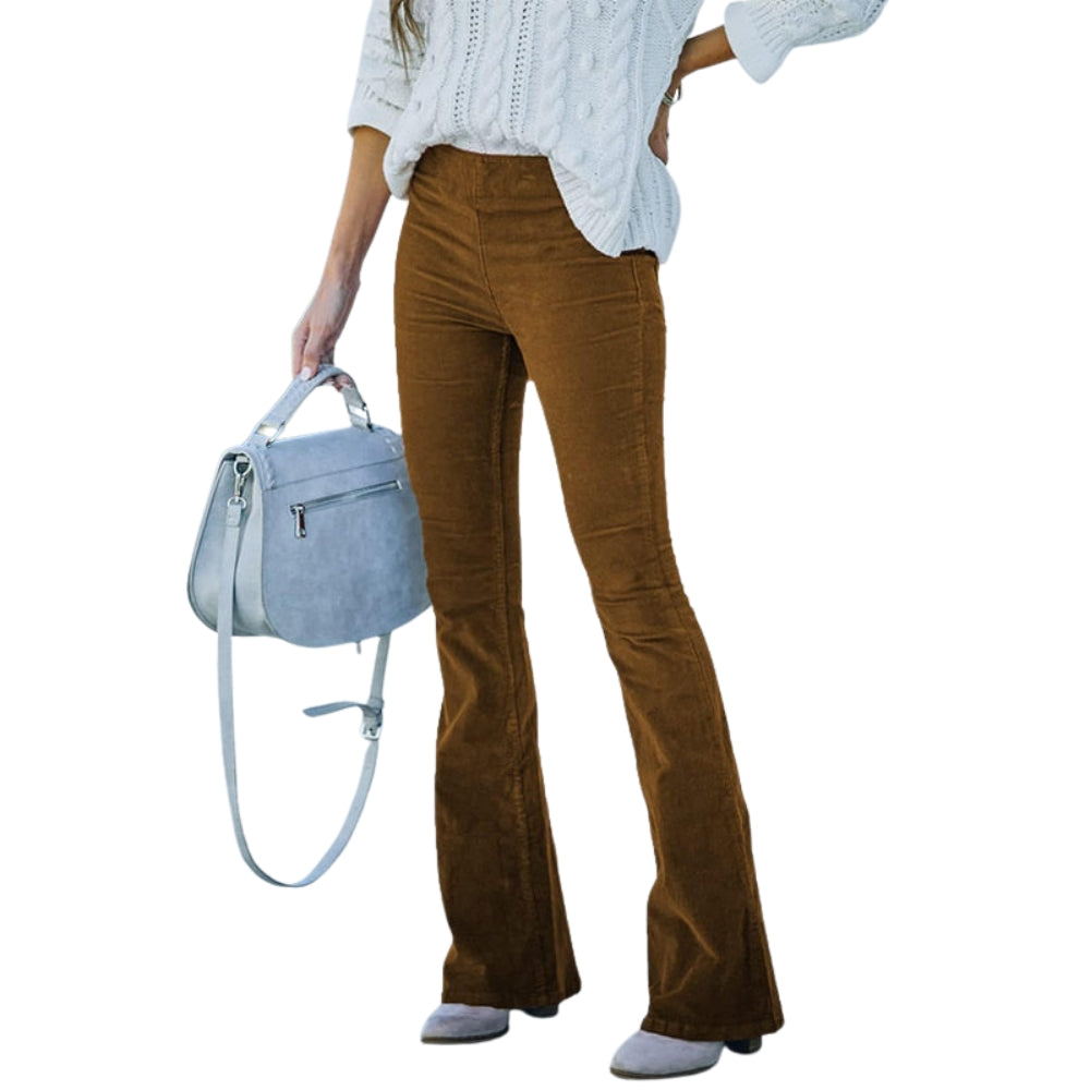 Pantalon Femme Élégant Taille Haute Flare