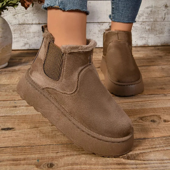 Bottines Hiver Chaudes À Lacets avec Semelle Grognon pour Femme