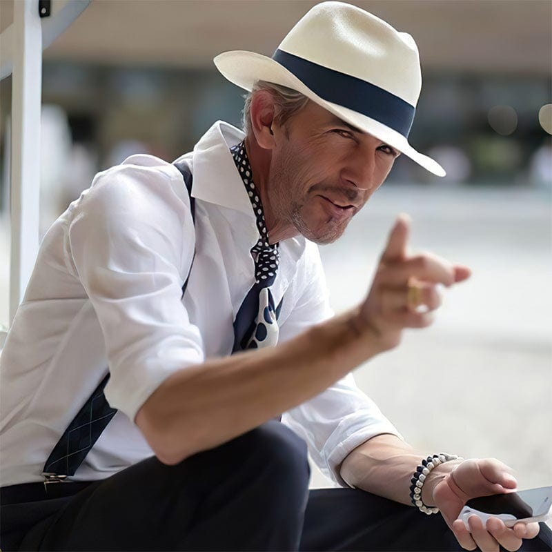 Chapeau Fedora Élégant Blanc et Noir pour Homme - LuxeStyle