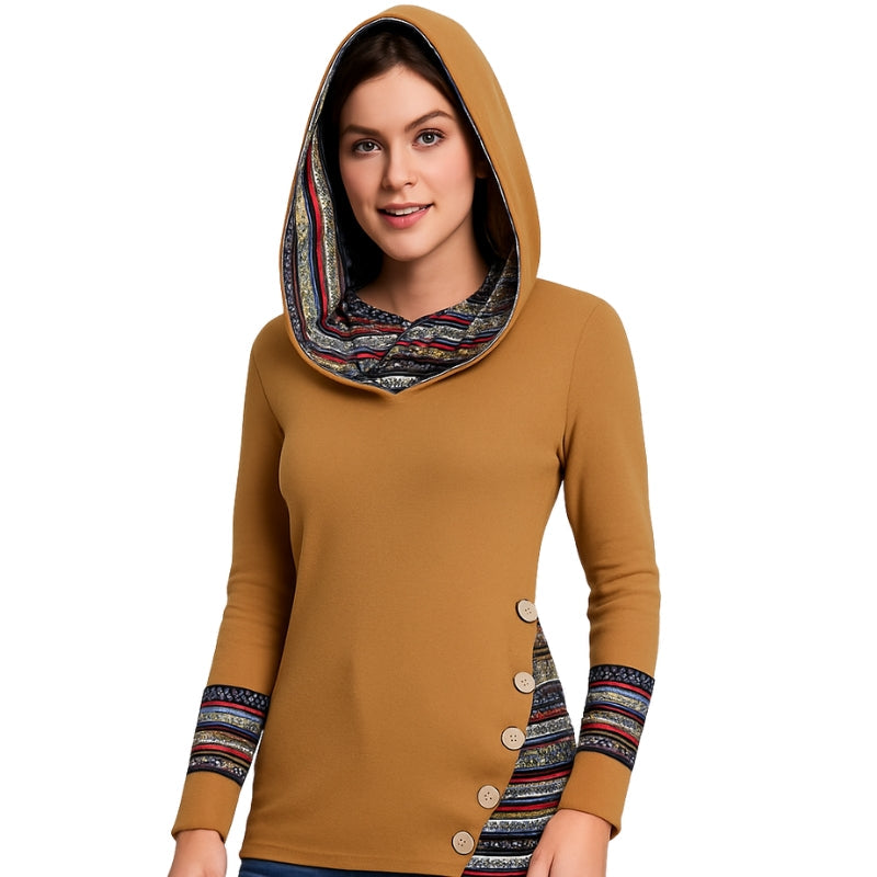 Sweat à capuche chic avec boutons et manches longues