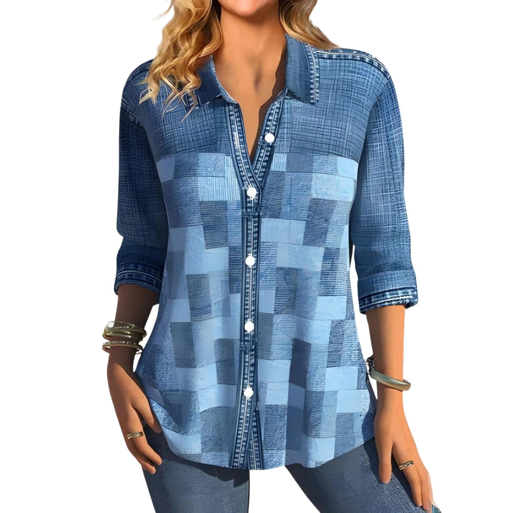 Chemise Femme Manches Longues Floral Élégante