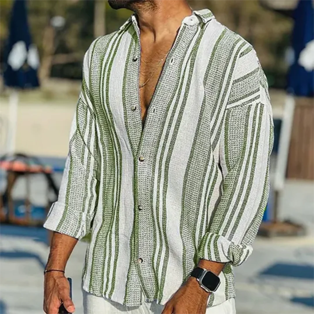 Chemise Homme Élégante À Rayures | Manches Longues