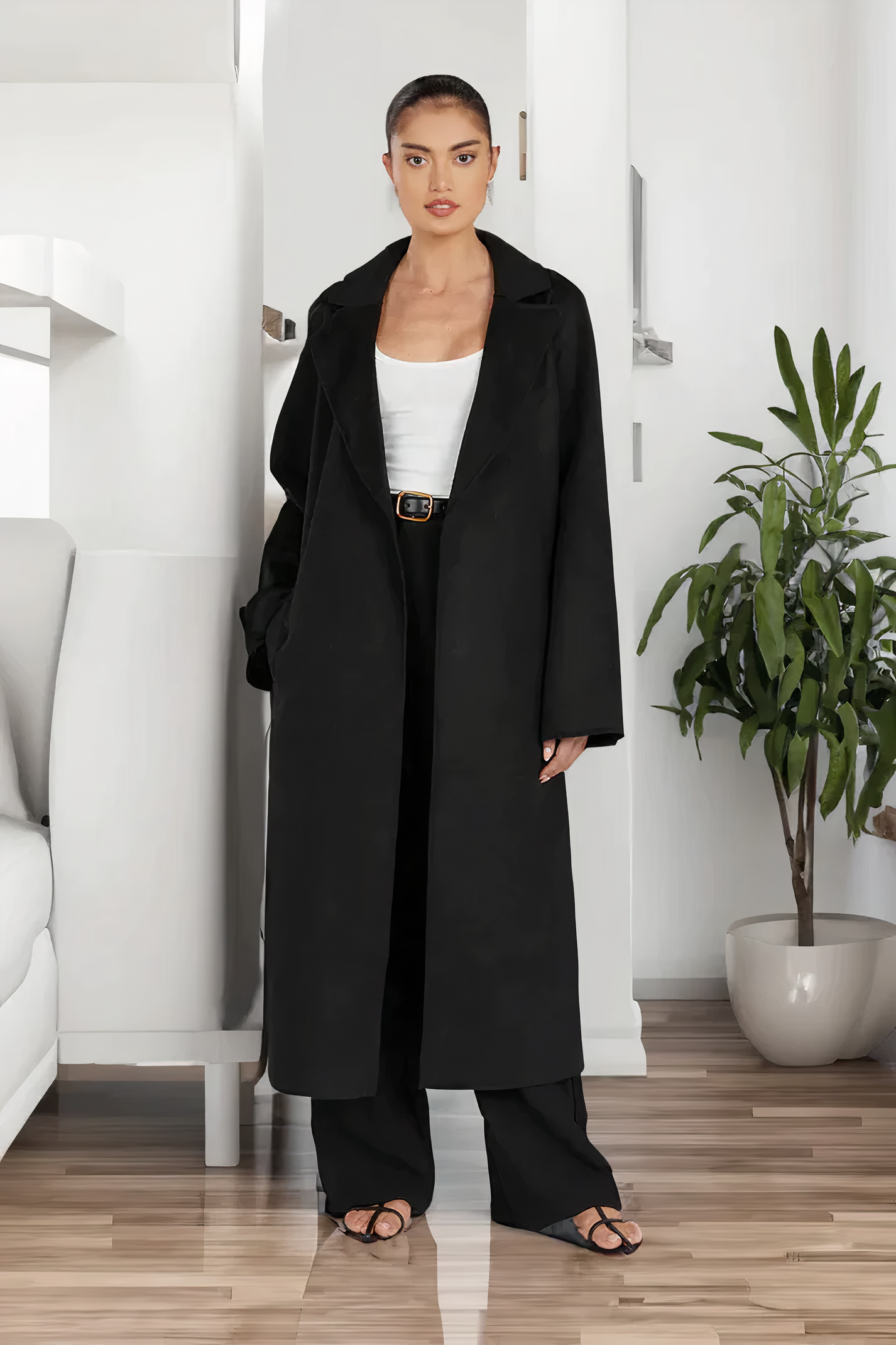 Manteau Élégant Femme Taille Longue
