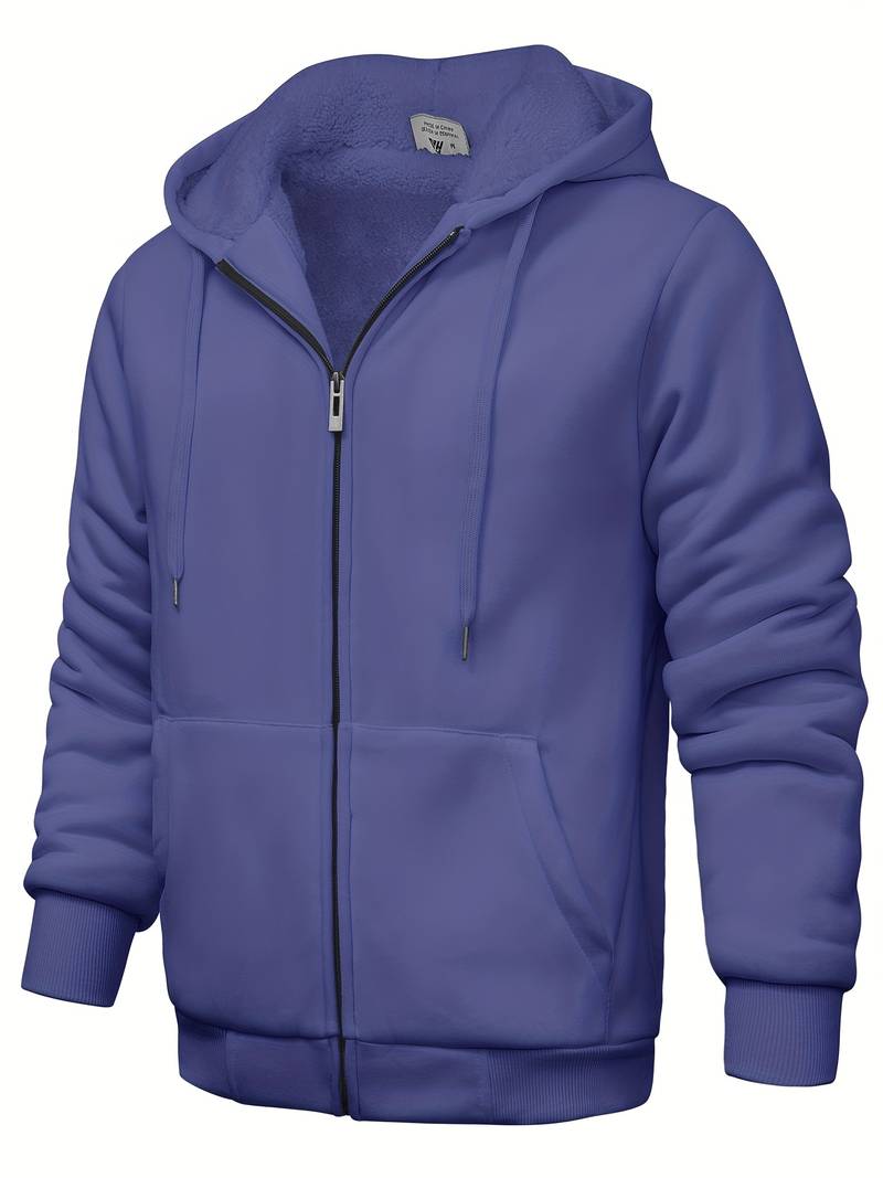 Sweat À Capuche Simple Zippé Pour Homme - Confortable Au Quotidien