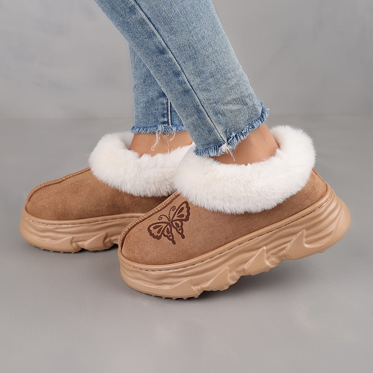 Chaussures en Fourrure Synthétique Confortables et Stabilisatrices