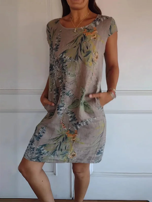 Floravia™ – Robe Longue Femme Élégante en Coton et Lin