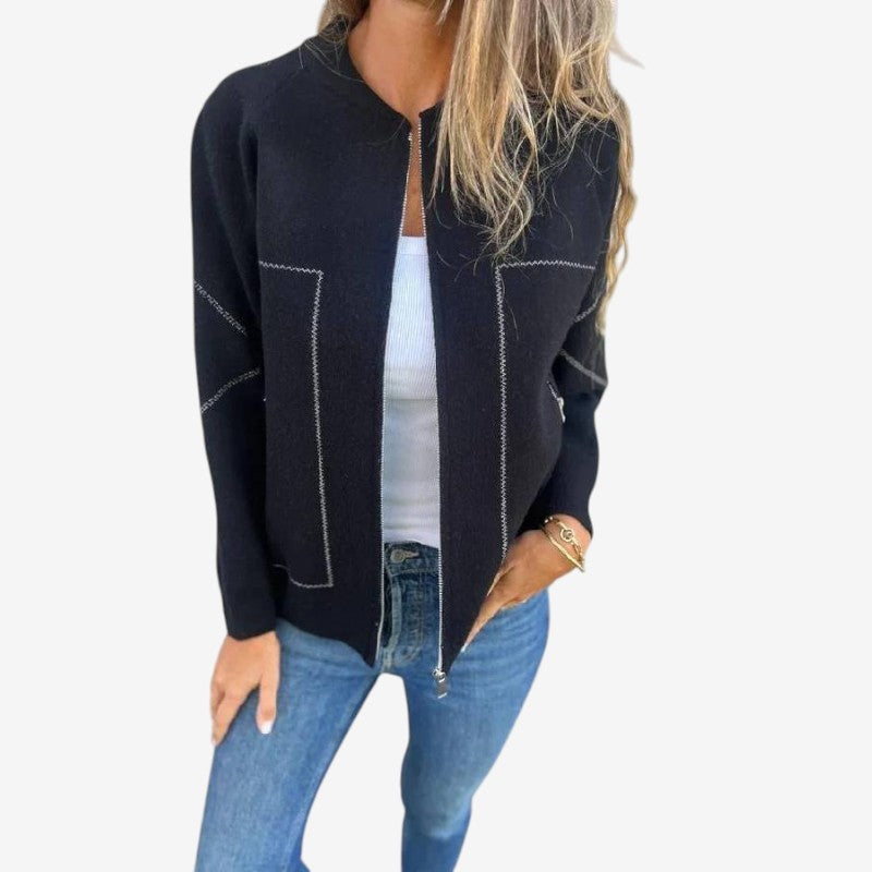 Veste Isabella – Parka zippée Manches Longues Col Rond - LuxeStyle