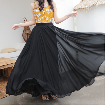 Jupe maxi soleil en voile léger pour femme