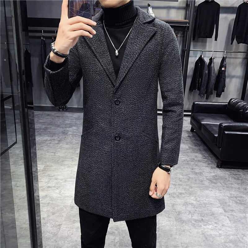 Manteau Homme Hiver Élégant à Boutons