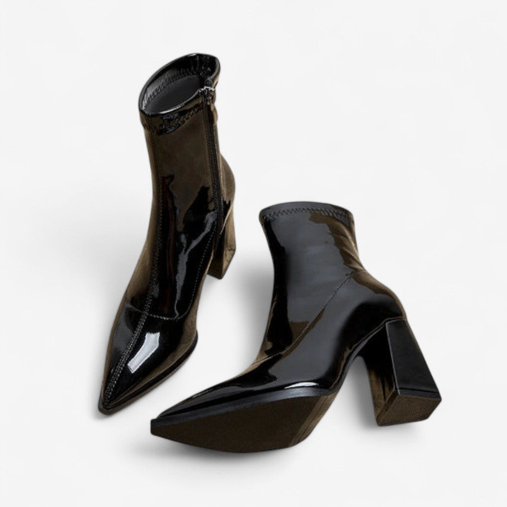 Bottines Chic à Talon Bloc avec Fermeture Éclair