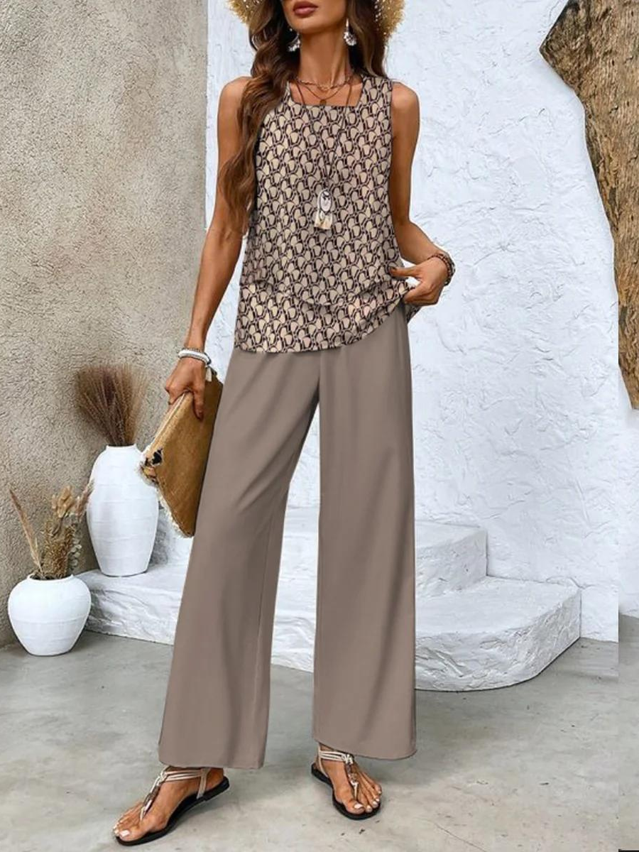 Ensemble Deux Pièces Été pour Femme - Haut Asymétrique et Pantalon Comfy