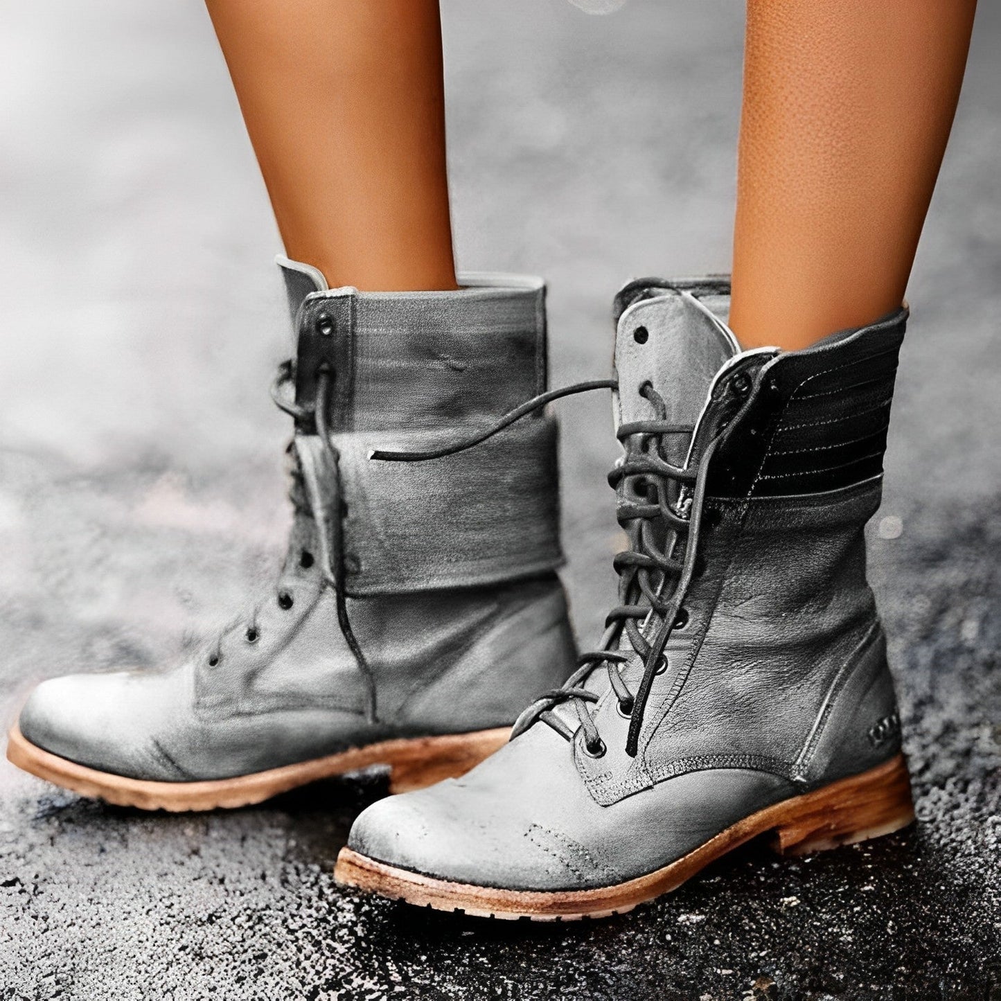 Bottines Cuir Brun Féminines Rétro