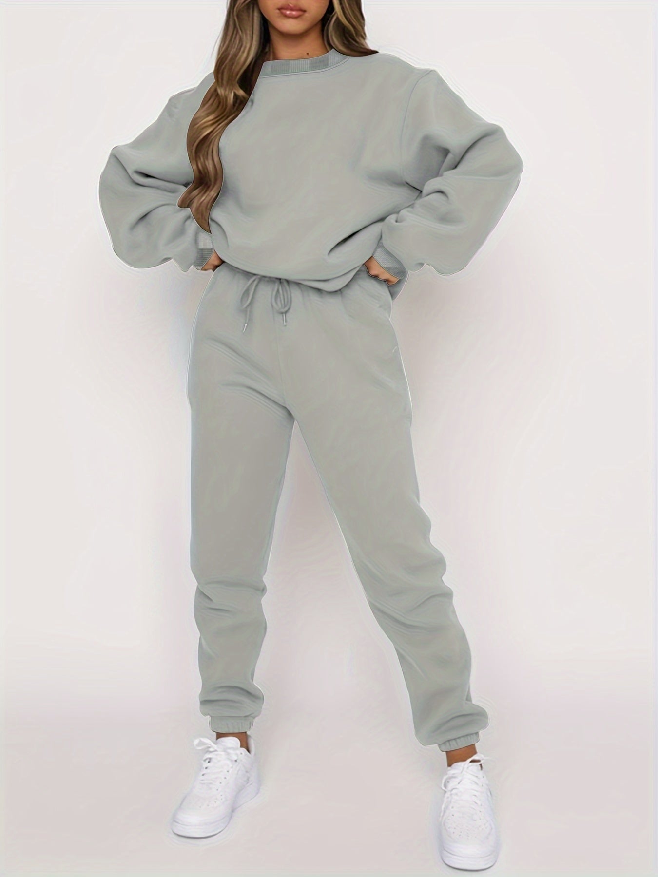 Sweat à Capuche et Pantalon Femme Brun Relax