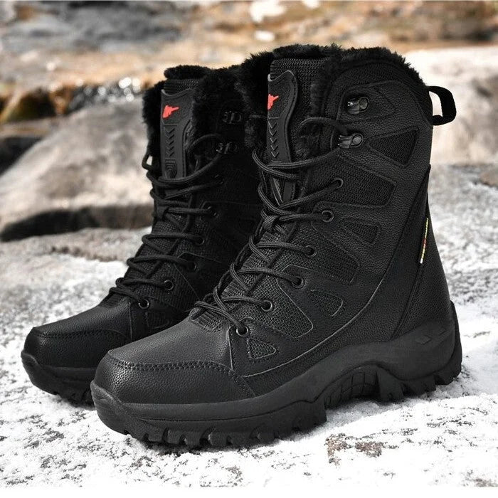 Bottes de marche étanches en cuir femme marron