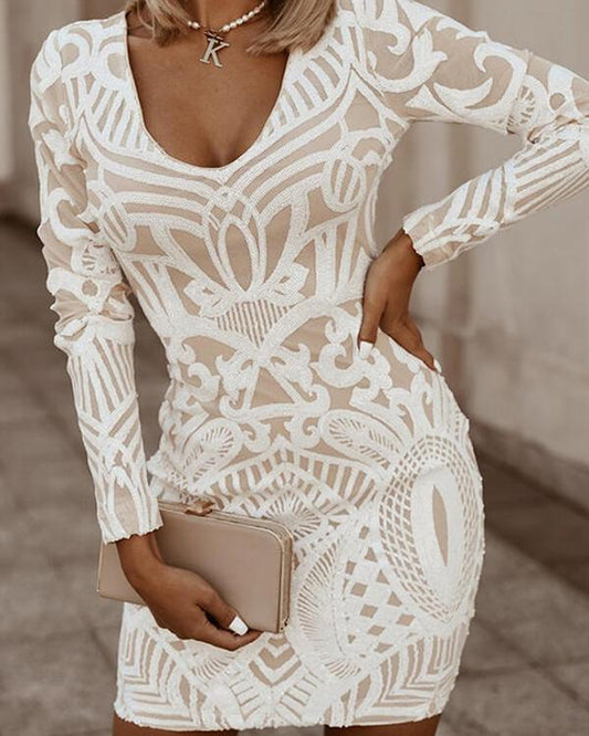Robe Femme Élégante Col en V Pour Soirée - LuxeStyle