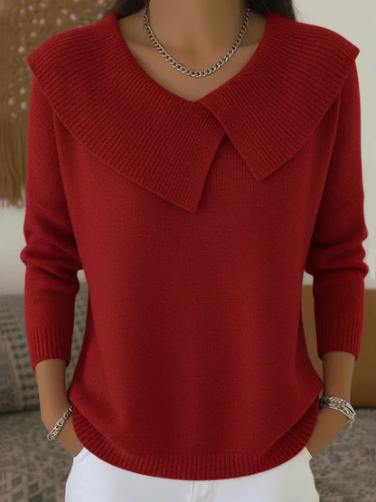 Pull femme rouge décolleté large