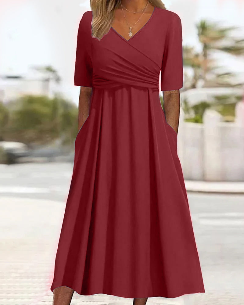 Robe femme chic mi-longue avec poches