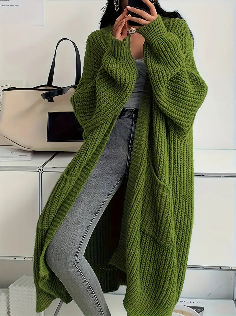 Gilet Tricoté Féminin – Gilet Long Douillet pour Femme en Automne