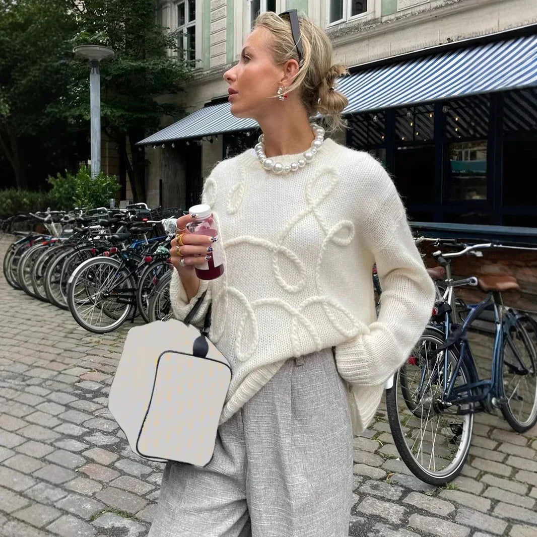 Pull Femme Élégant Col Rond Douillet - LuxeStyle