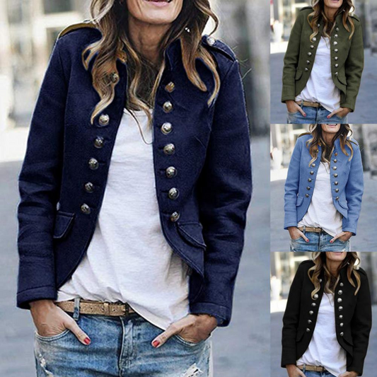 Blazer Vanille Féminin Court à Col Montant - luxestyle