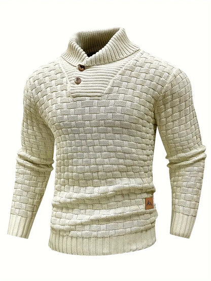 Pull en tricot torsadé marine pour homme élégant