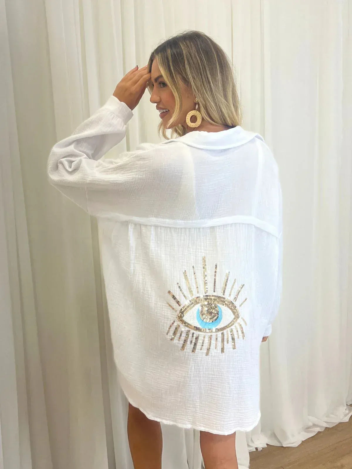 Kimono Femme Élégant Léger avec Broderie Colorée pour Été