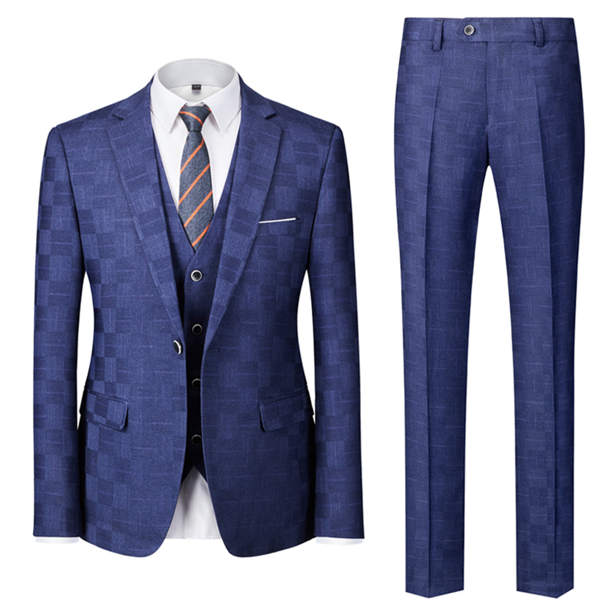 Costume 3 Pièces Élégant À Carreaux Mariage Homme - luxestyle