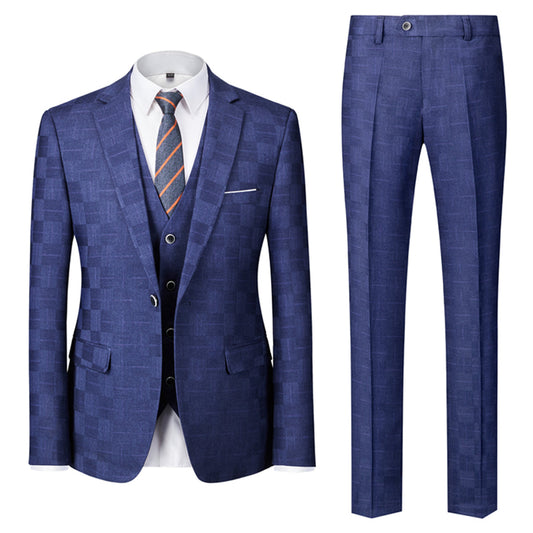Costume 3 Pièces Élégant À Carreaux Mariage Homme - luxestyle