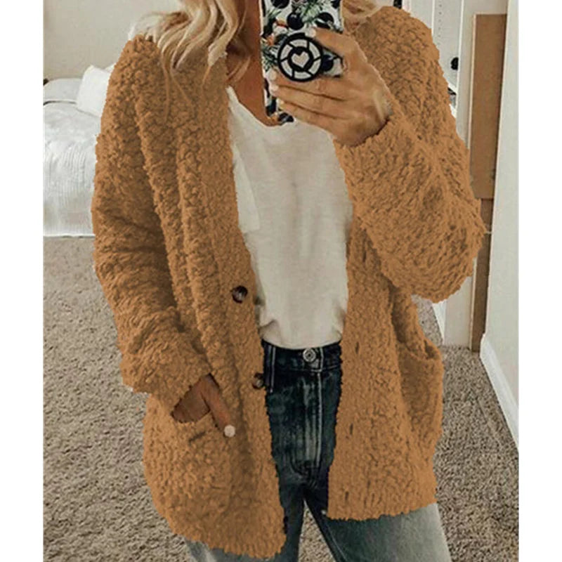 Veste douillette blanche femme poches boutons