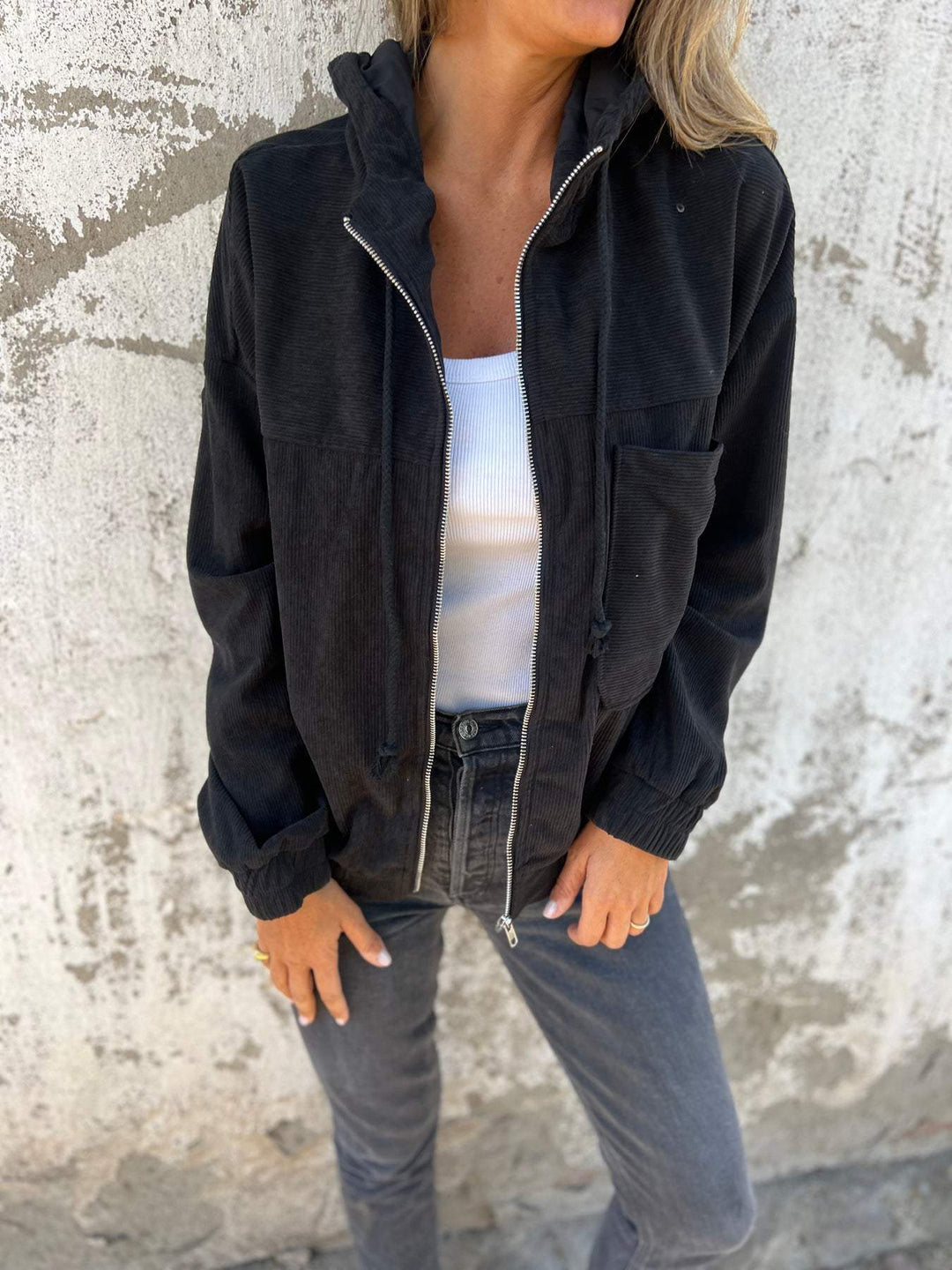 Veste zippée mode décontractée avec capuche streetwear - LuxeStyle