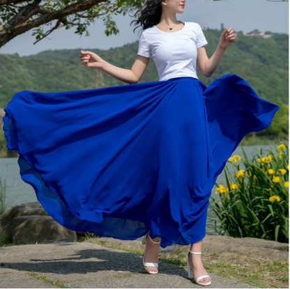 Jupe maxi soleil en voile léger pour femme