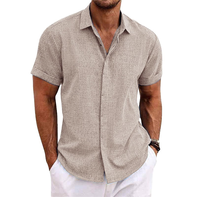 Chemise Homme Été Manches Courtes Col Italien