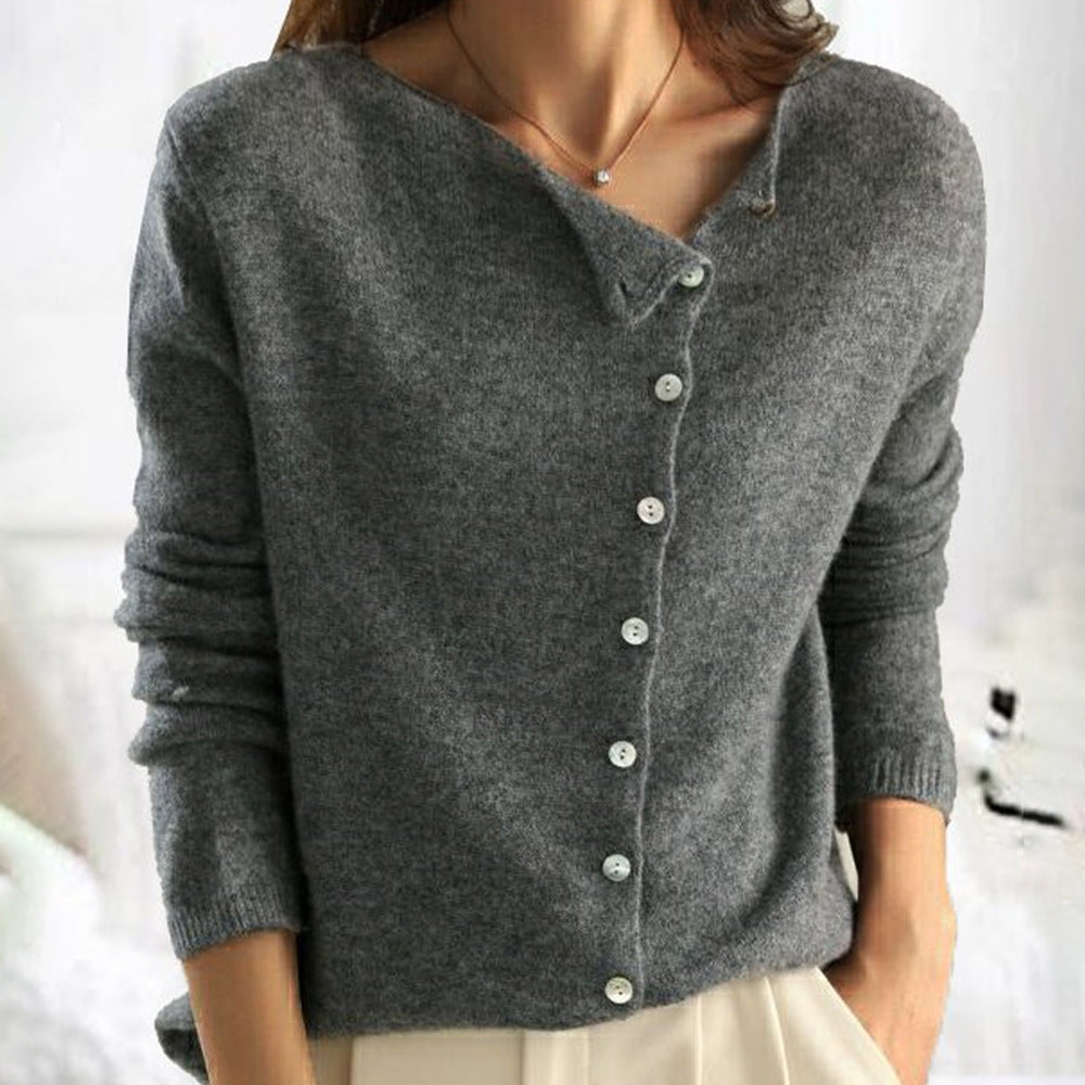 Gilet Femme Élégant – Cardigan Laine Mérinos Doux avec Fermeture Raffinée - LuxeStyle