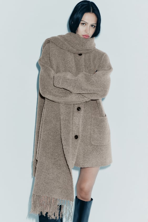 Veste Élégante Tricot pour Femme avec Foulard