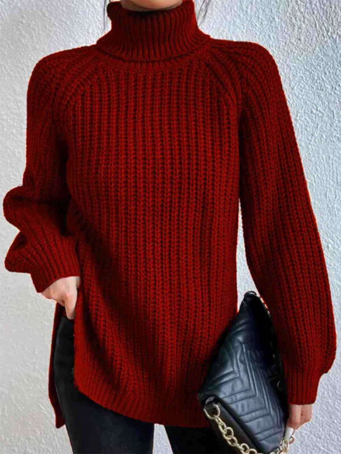 Pull Femme Élégant Col Roulé pour Hiver