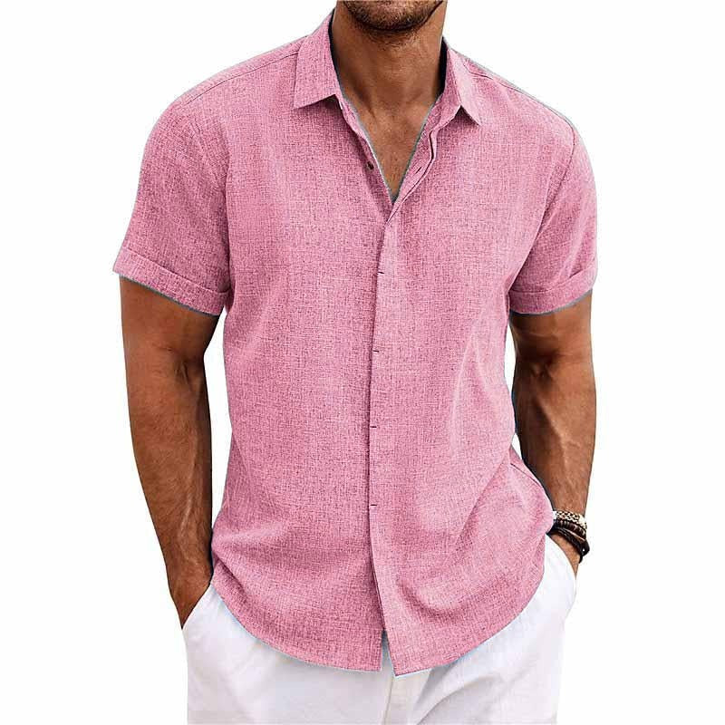 Chemise Homme Été Manches Courtes Col Italien