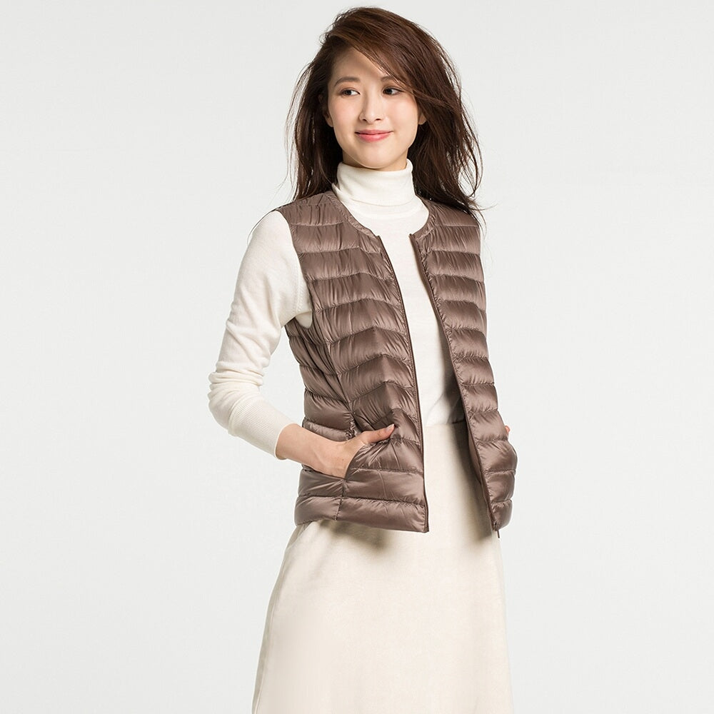 Gilet Élégant Zippé Femme Sans Manches