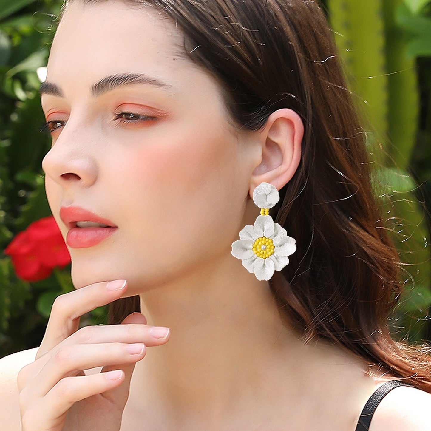 Boucles d'oreilles fleurs en perles élégantes