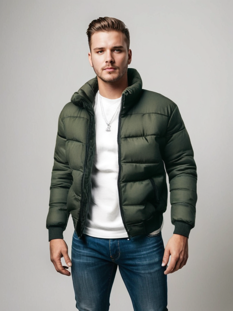 Veste isolée verte homme hiver - LuxeStyle