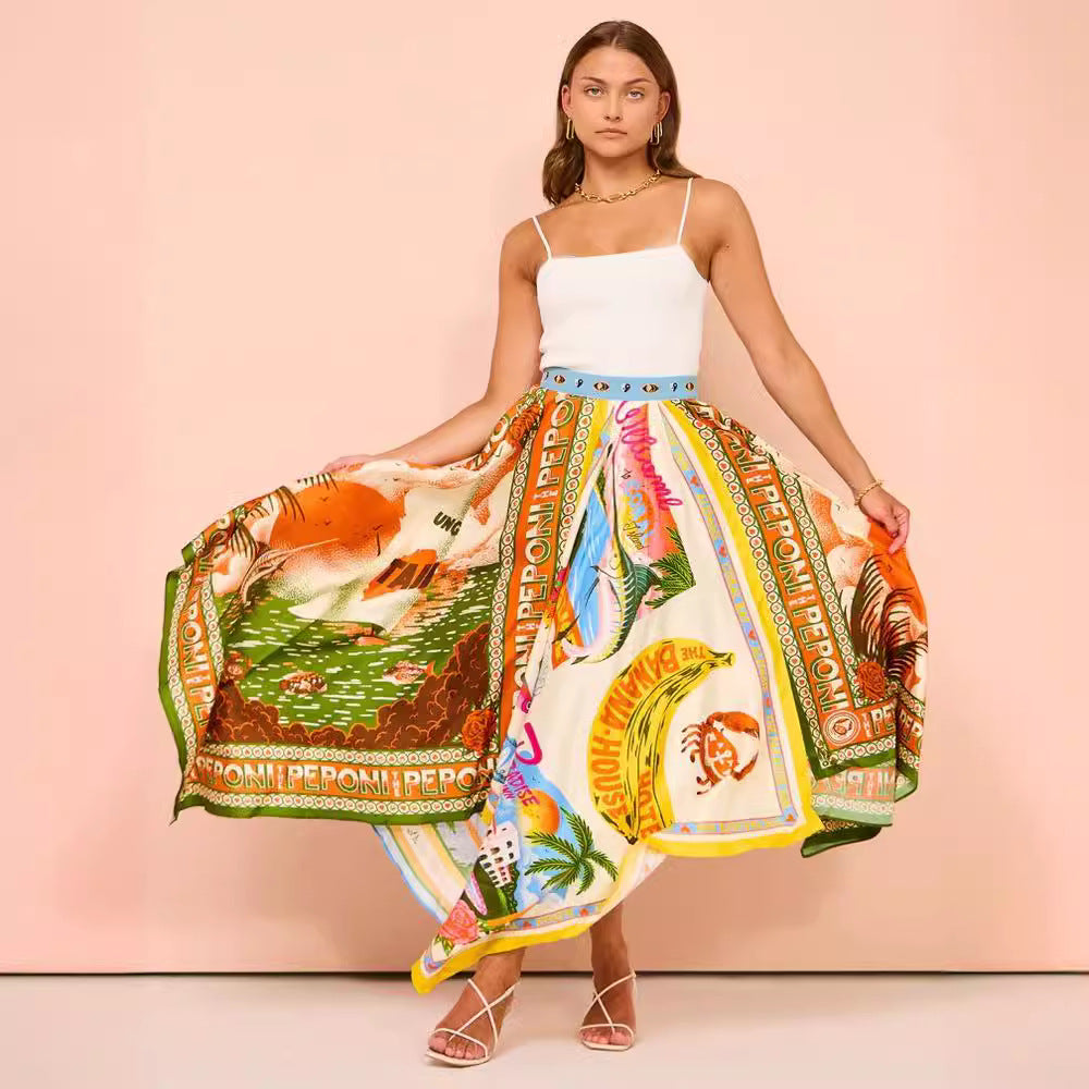 Jupe Élégante Florale Femme – Jupe Asymétrique Légère à Taille Cintrée - LuxeStyle