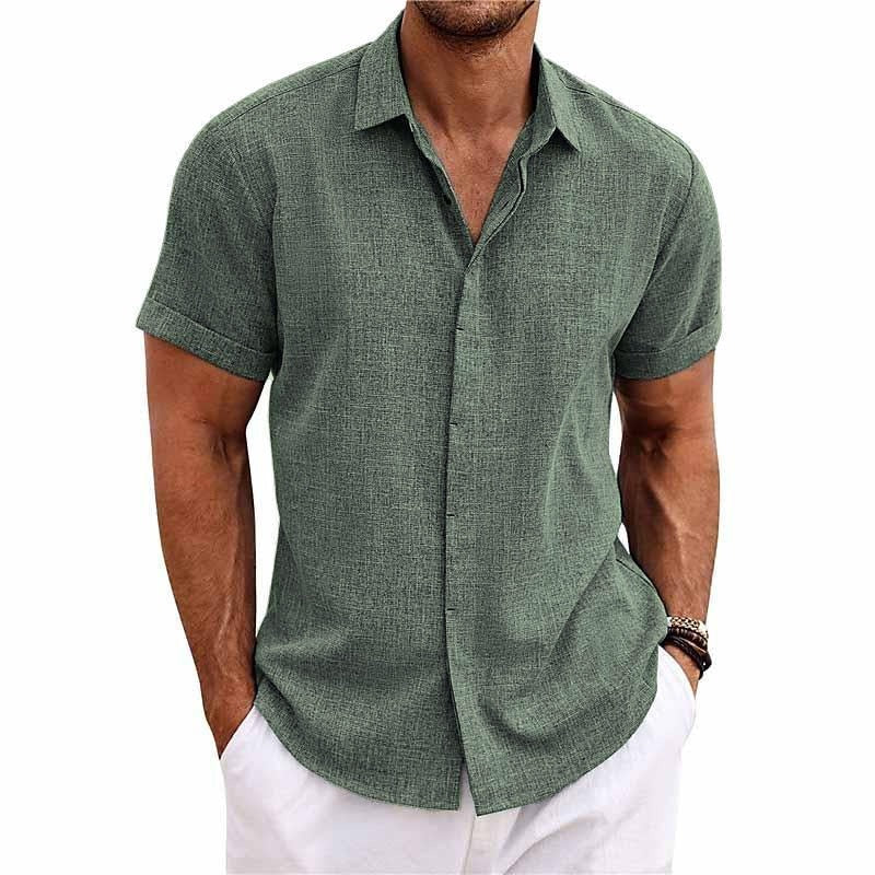 Chemise Homme Été Manches Courtes Col Italien