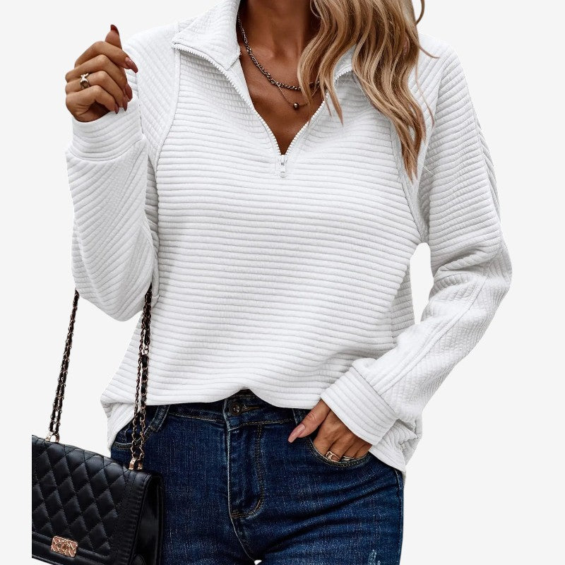 Pull Femme Élégant Col V Fermeture Éclair