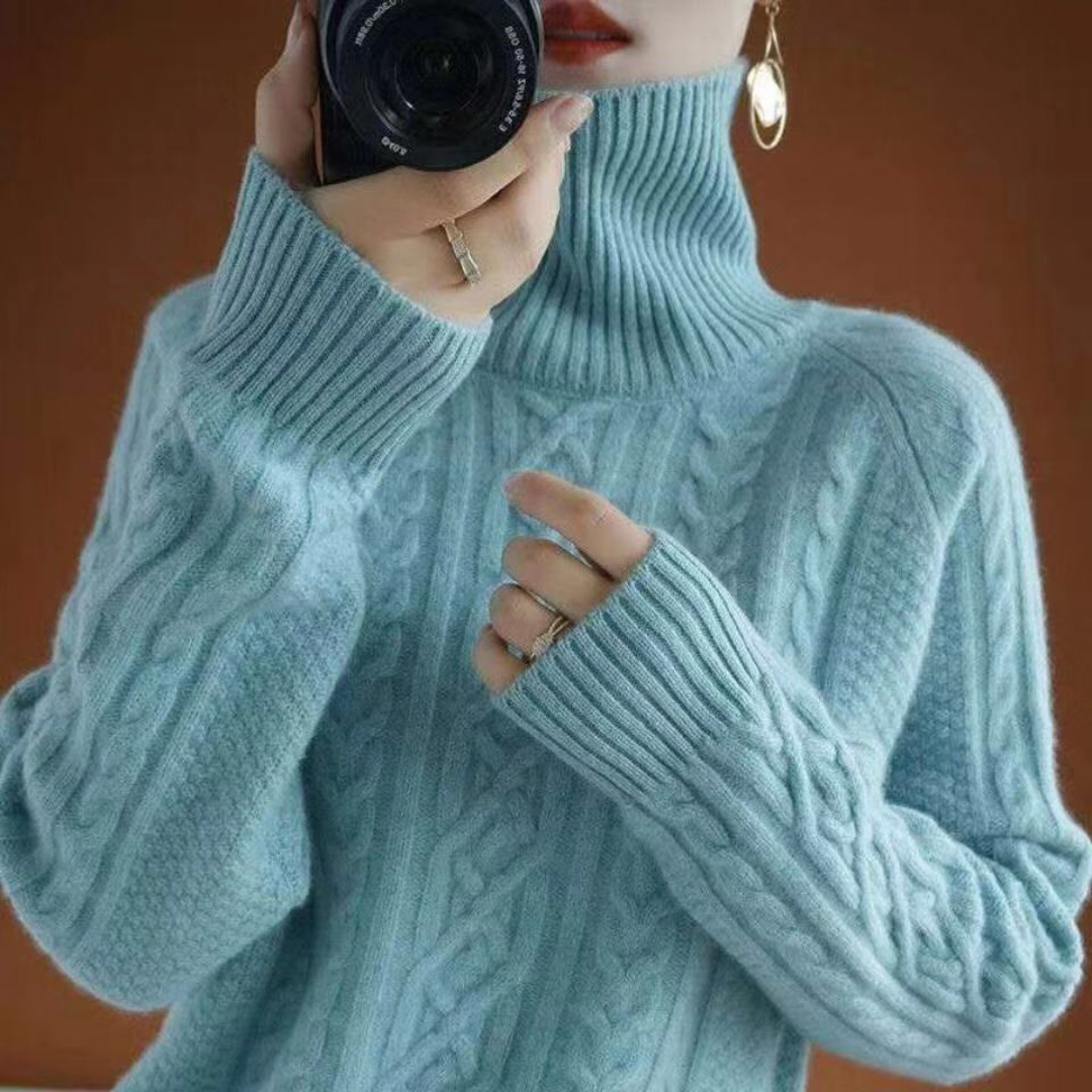 Pull Tricot Féminin Col Roulé Douillet
