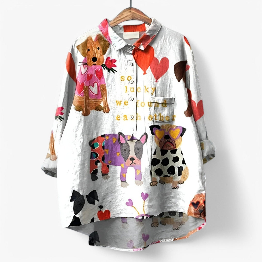 Chemise Amusante Avec Chiens Et Manches Longues