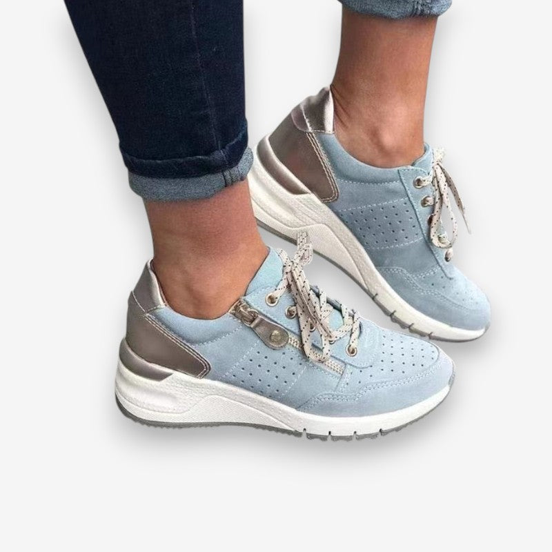 Chaussures Décontractées à Lacets avec Fermeture Éclair et Semelle Platte