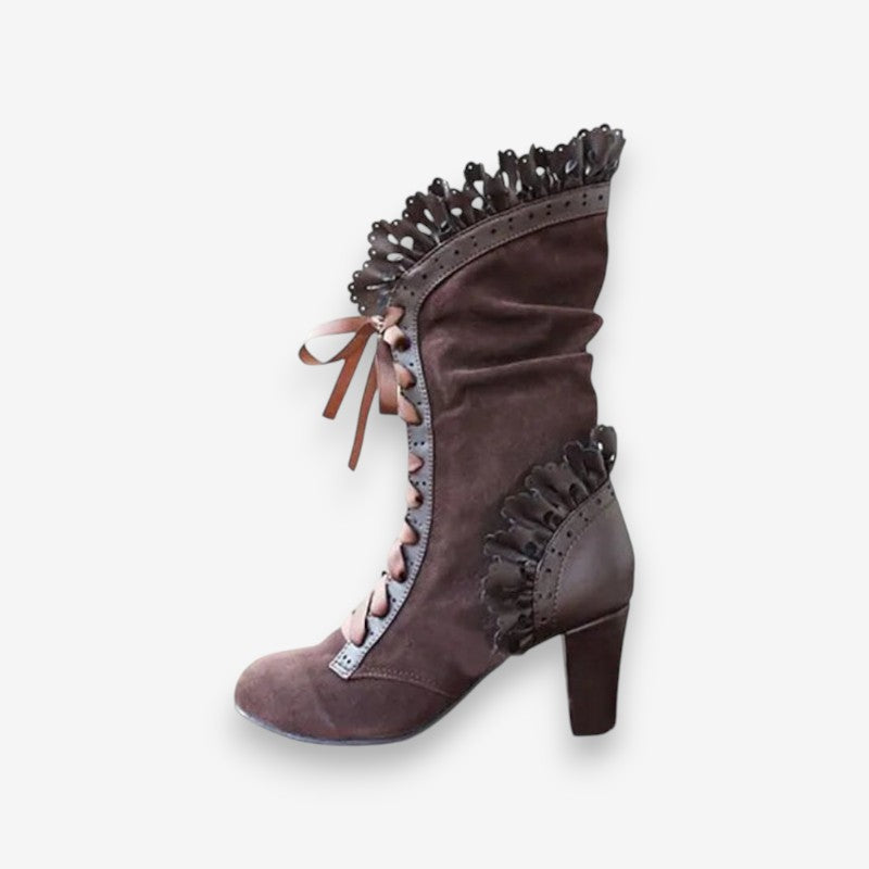 Bottines à Talons Élégantes à Lacets Féminines