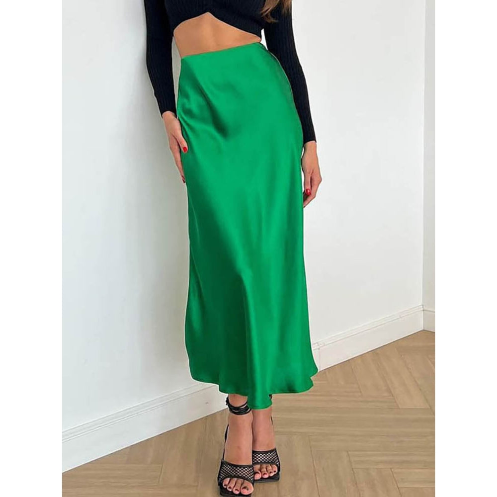 Jupe Femme Élégante Taille Haute Mi-Mollet