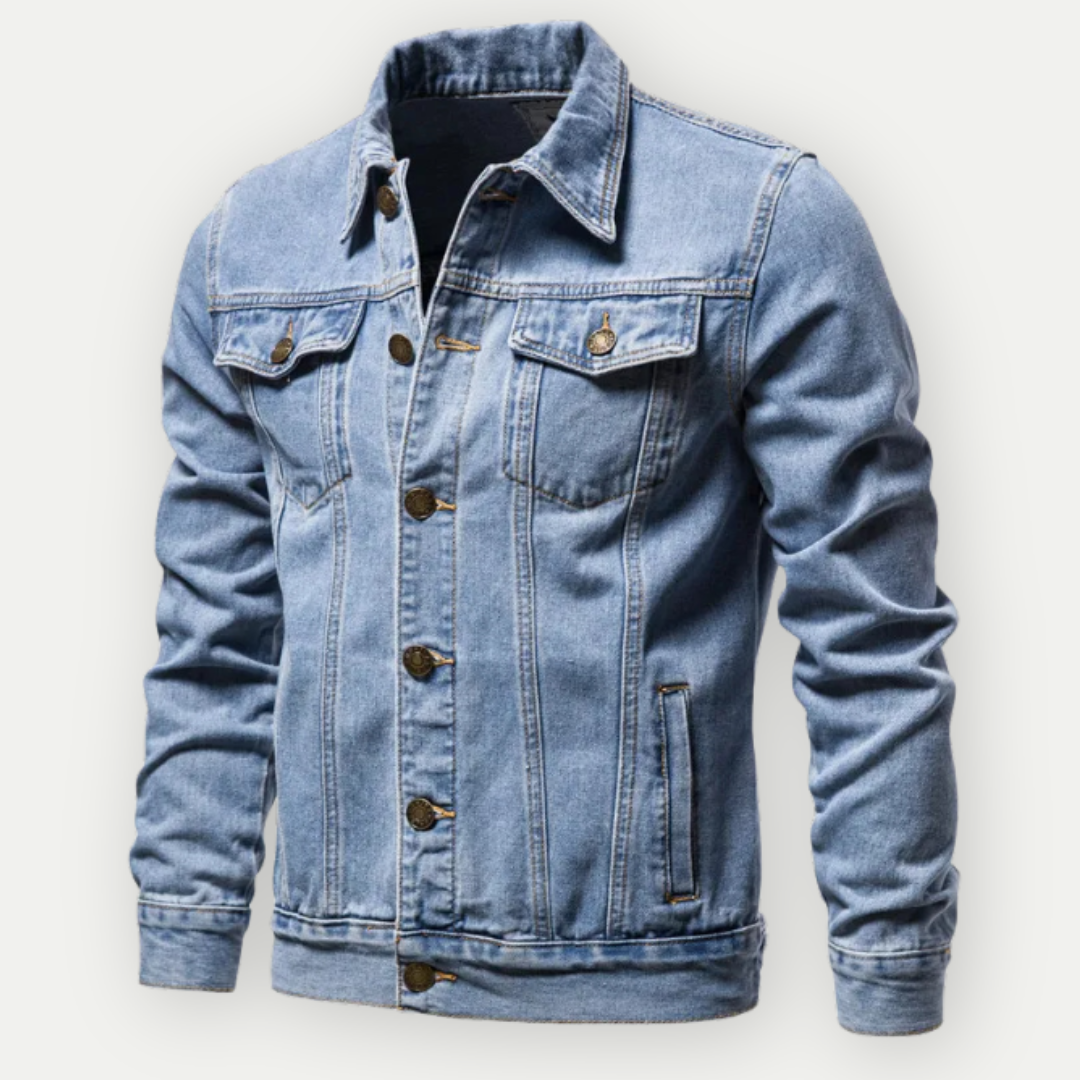 Veste Denim Décontractée Bleu Foncé avec Poignets Élastiqués - LuxeStyle